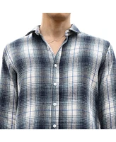 Campus Sutra Men's Navy Blue & Ivory White Ombre Buffalo Check Shirt