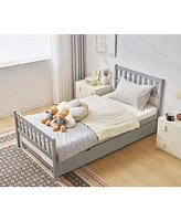 Slickblue Twin Size Wooden Bunk Bed with Pull-Out Trundle