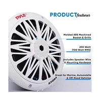 Pyle 6.5" Marine Component Speakers, 2-Way, Waterproof, 200 Watt, White