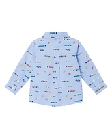 Andy & Evan Baby Boys Lt Blue Racecar Buttondown Shirt