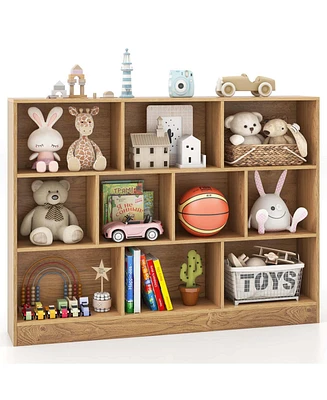 Costway -Cube Bookcase 41" Wooden Toy Storage Organizer for Kids Bookshelf