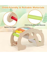 Costway 2-in-1 Rocking Horse Arch for Kids Montessori Climbing Toys with Rocker