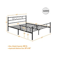 Yaheetech Simple Metal Platform Bed Frame with Slat Support