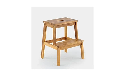 Slickblue Acacia Wood Two-Step Stool Small Rectangle Design for Versatile Use