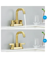 Slickblue 2-Handle 4-Inch Centerset Bathroom Sink Faucet 3-Hole Installation for Modern Sinks