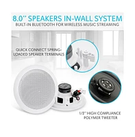 Pyle 8.0'' Bluetooth Ceiling/Wall Speakers, 2-Way Flush Mount, 250 Watt, Home Speaker Pair