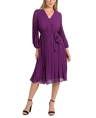 Sam Edelman Woman's Long-Sleeve Pleated A-Line Dress