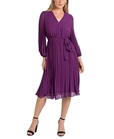 Sam Edelman Woman's Long-Sleeve Pleated A-Line Dress