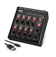 Pyle Compact Bluetooth 8-Channel Line Mixer with Usb Audio Interface