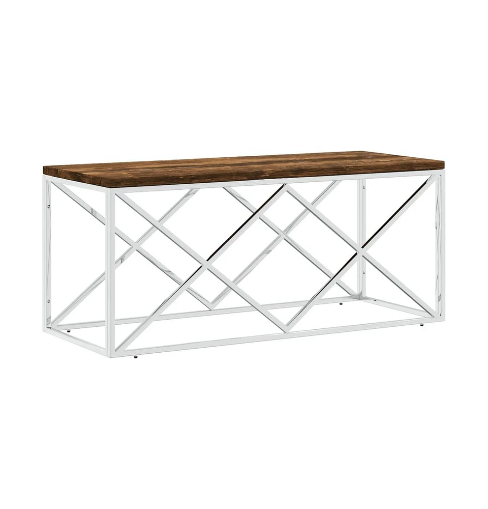 vidaXL Coffee Table Stainless Steel and Solid Wood Reclaimed