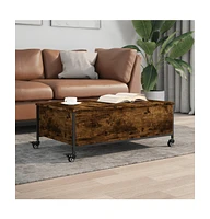 vidaXL Coffee Table with Wheels Smoked Oak 35.8"x21.7"x13.4" Engineered Wood