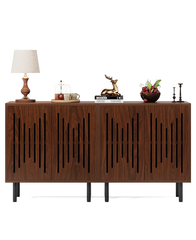 Tribesigns Set of 2 Sideboard Buffet Cabinet with Storage, 59" Buffet Cabinet Sideboard Cabinet with Doors & Adjustable Shelves, Freestanding Accent S