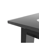 Slickblue Modern Black Tempered Glass Dining Table for Stylish and Contemporary Dining Spaces