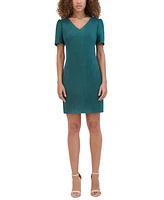 kensie Women's Short-Sleeve V-Neck Sheath Dress