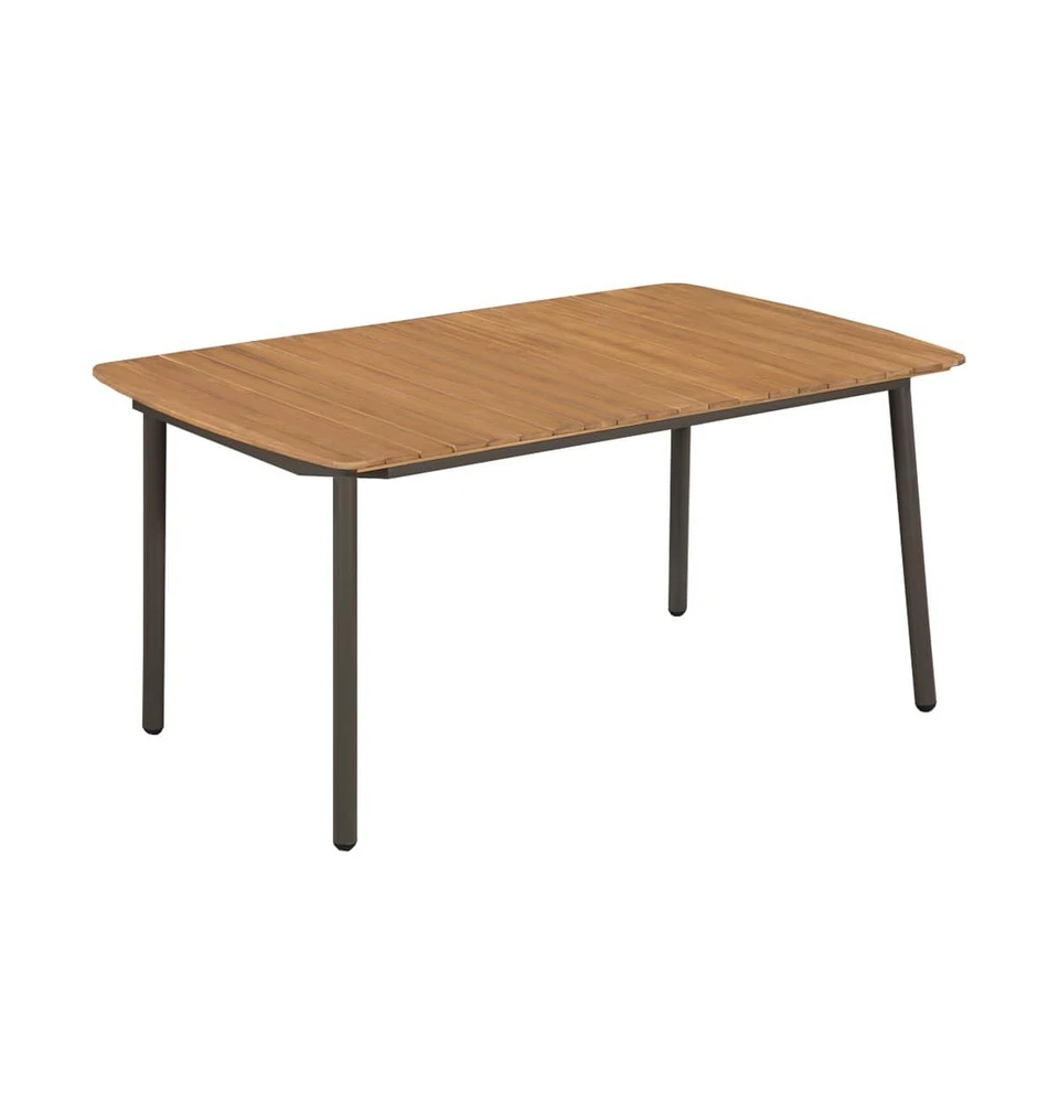 vidaXL Patio Table 59"x35.4"x28.3" Solid Acacia Wood and Steel