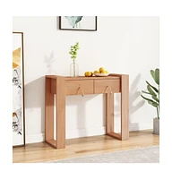 vidaXL Console Table 35.4"x13.8"x29.5" Solid Teak Wood