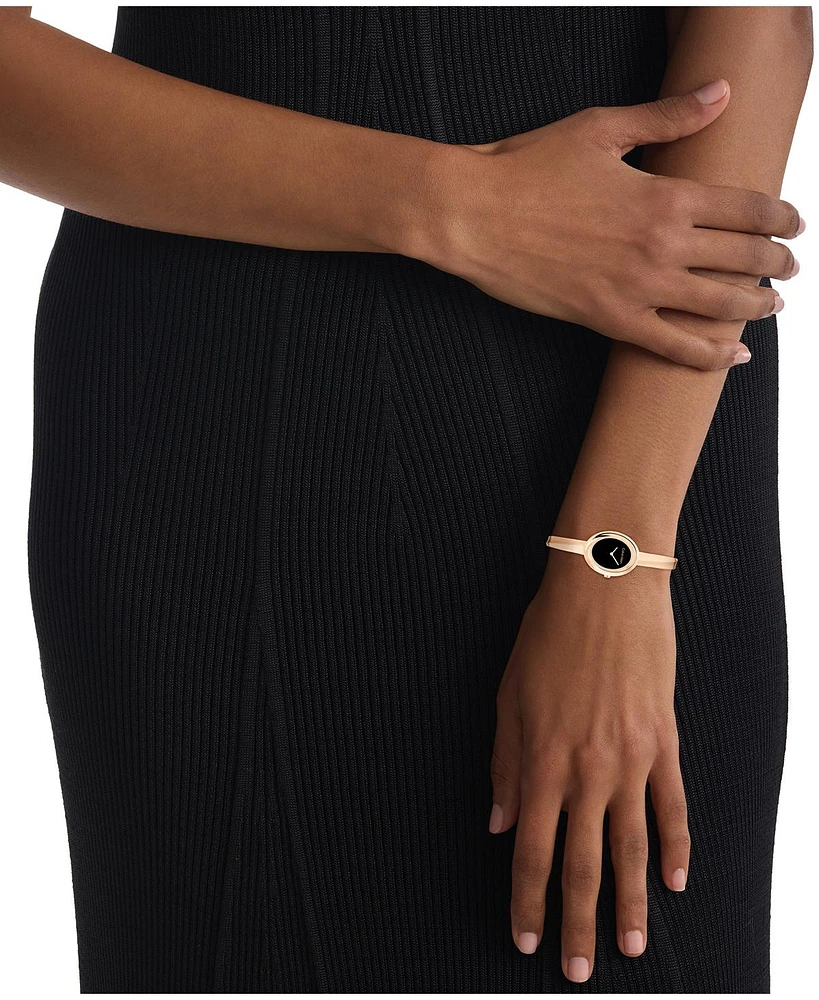Calvin Klein Women Twisted Bezel Rose Gold-Tone Stainless Steel Bracelet Watch 24mm