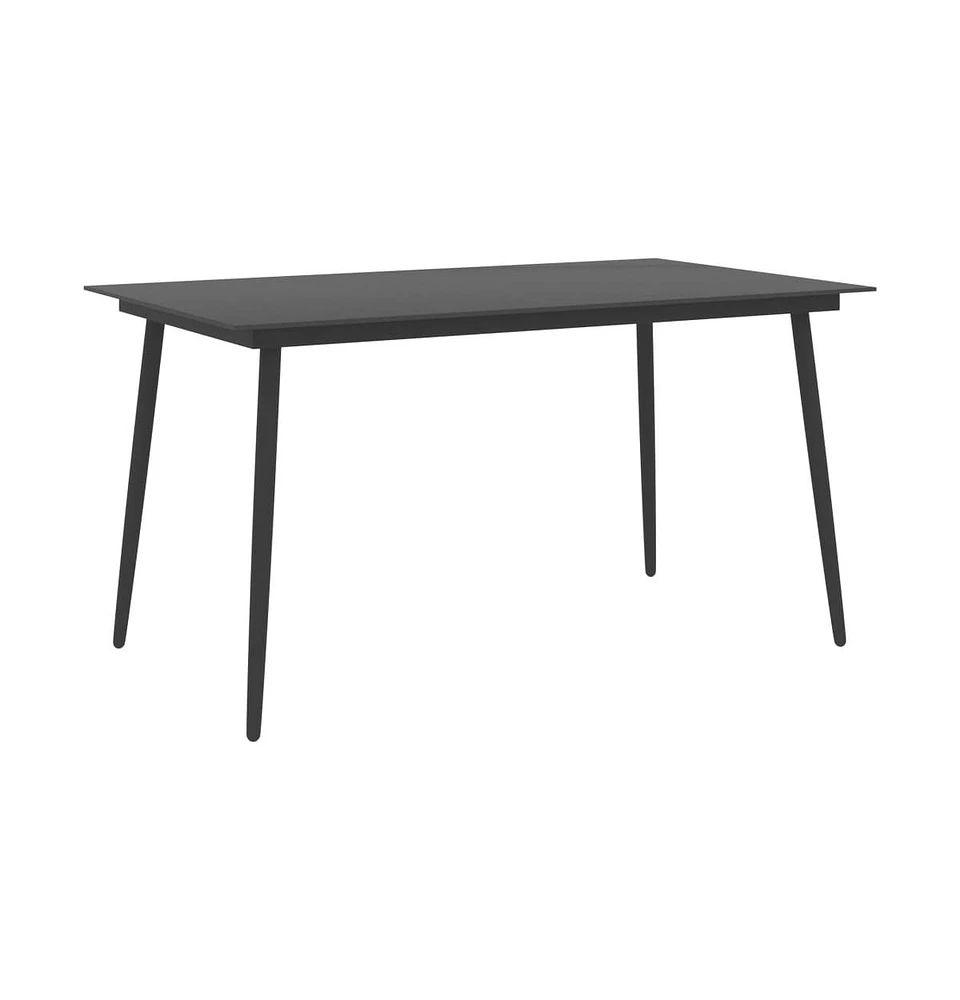 vidaXL Patio Dining Table Black 59.1"x35.4"x29.1" Steel and Glass