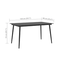 vidaXL Patio Dining Table Black 59.1"x35.4"x29.1" Steel and Glass