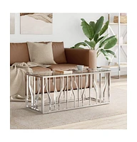 vidaXL Coffee Table 43.3"x17.7"x17.7" Stainless Steel and Glass