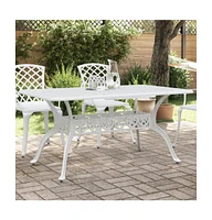 vidaXL Patio Table White 59.1"x35.4"x28.3" Cast Aluminum