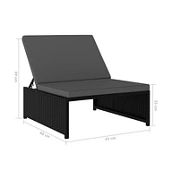 vidaXL Reclining Patio Chairs 2 pcs with Table Poly Rattan