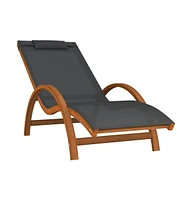 vidaXL Sun Lounger with Pillow Textilene and Solid Wood Poplar