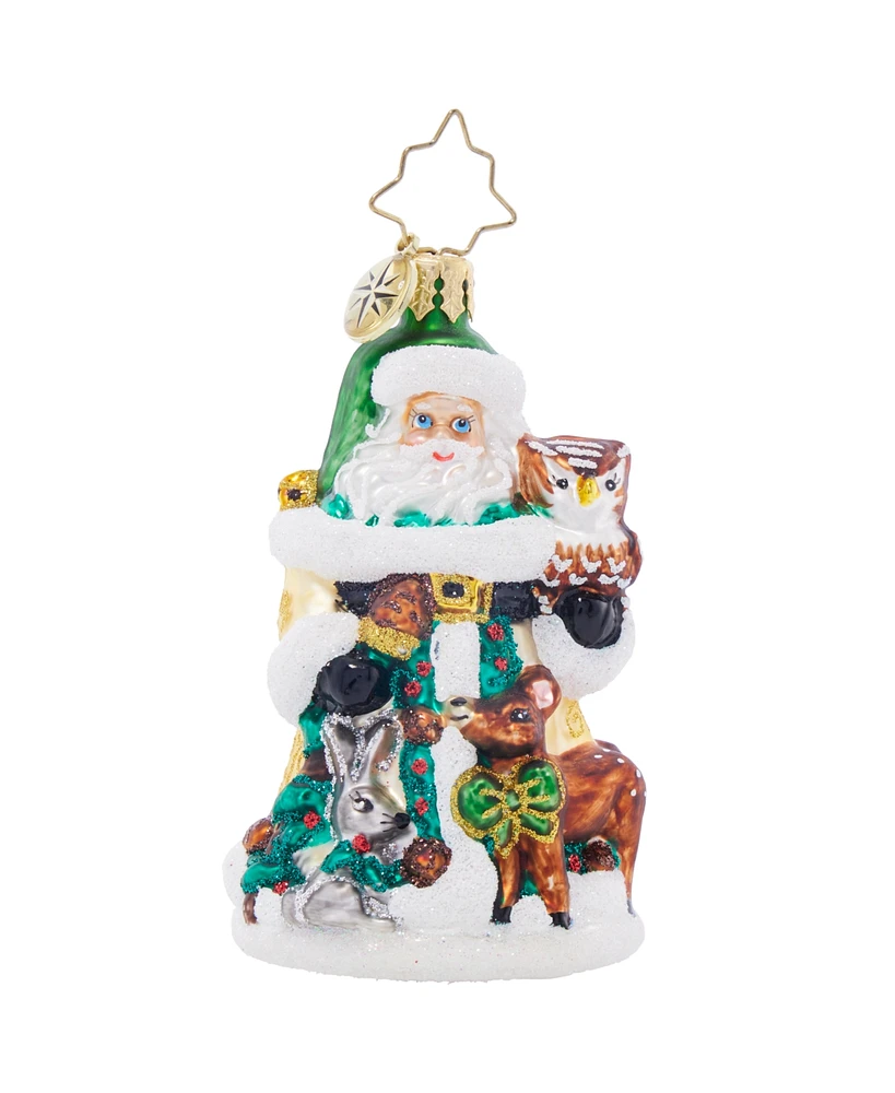 Christopher Radko Woodland Friends Santa Gem Ornament