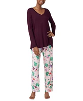 Hue Women's Long-Sleeve V-Neck High-Low Pajama Top