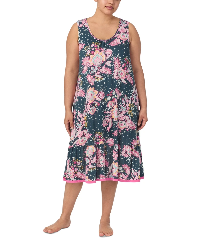 Ellen Tracy Plus Sleeveless Floral Nightgown