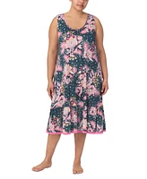 Ellen Tracy Plus Sleeveless Floral Nightgown