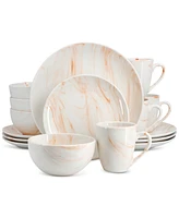 Elama Porcelain Marble 16 Pc. Dinnerware Set, Service for 4