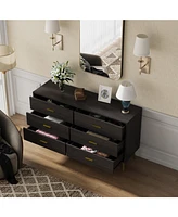 Homsee Black Wood Dresser Chest of Drawer With 6 Drawers