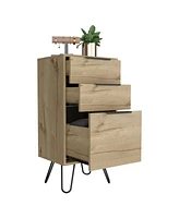 Begonia Light Dresser 35"H, 17"W, Superior Top,Three Drawers, Hairpin Legs