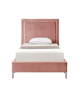 Inspired Home Samuele Velvet Platform Bed and Headboard Set Full