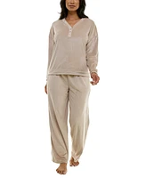 Roudelain Women's Long-Sleeve Ribbed Velour Pajama Set