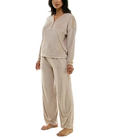 Roudelain Women's Long-Sleeve Ribbed Velour Pajama Set