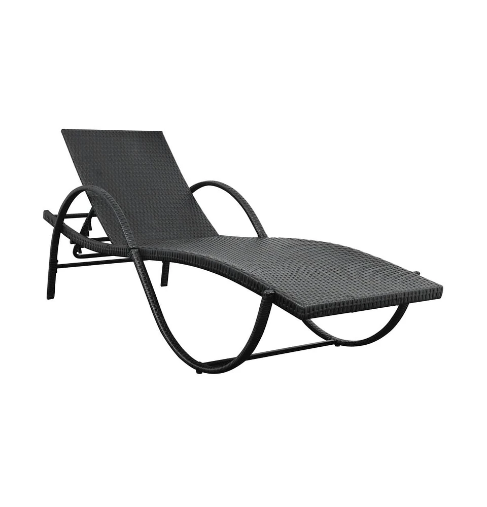 vidaXL Sun Lounger with Cushion Poly Rattan