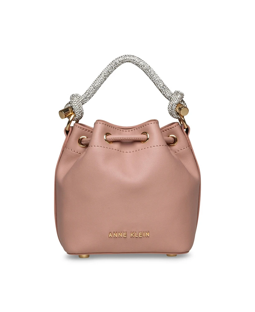 Anne Klein Crystalized Top Handle Mini Bucket Handbag