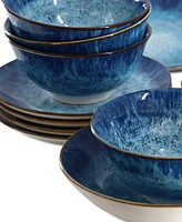 Elama Double Bowl 16 Pc. Dinnerware Set, Service for 4