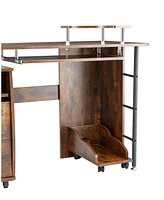 Slickblue D&N Solid Wood Computer Desk – Office Table with Pc Drawer, Storage Shelves, File Cabinet, Two Drawers, C-Tray, and Plant Shelf