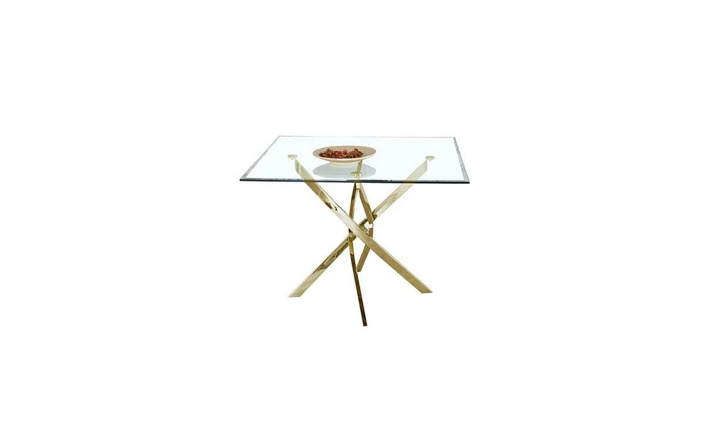 Slickblue Contemporary Square Clear Tempered Glass Dining Table for Modern Spaces