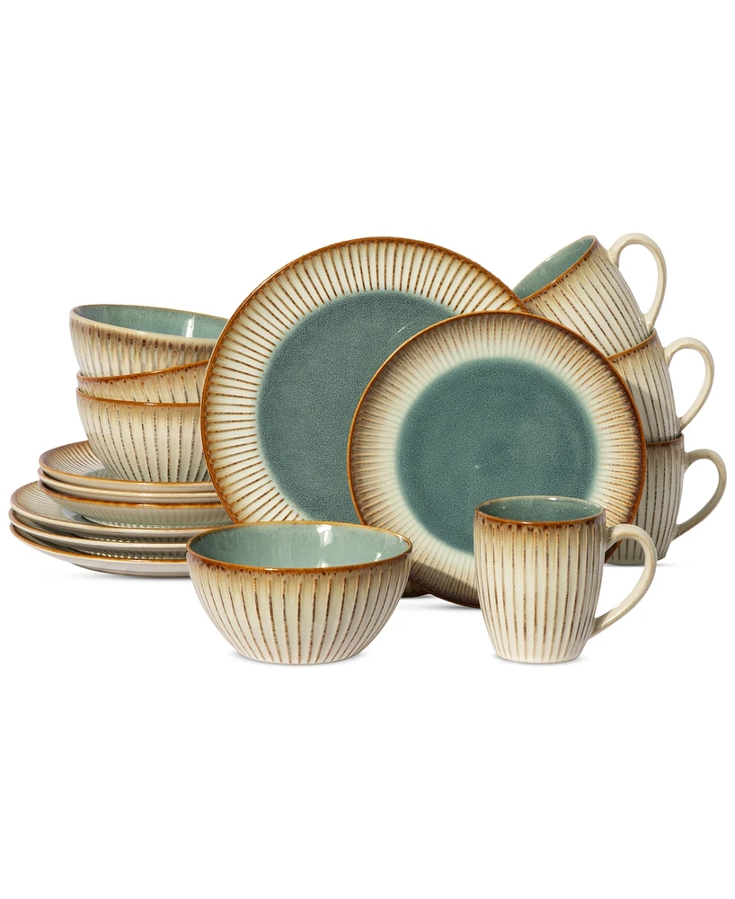 Elama Louann Round Textured 16 Pc. Dinnerware Set, Service for 4