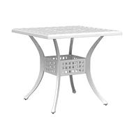 vidaXL Patio Table White 31.5"x31.5"x29.5" Cast Aluminum