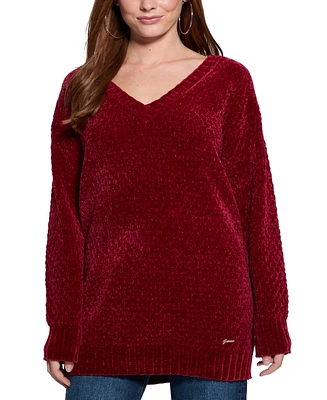Guess Women's Talia Chenille V-Neck Tunic Sweater
