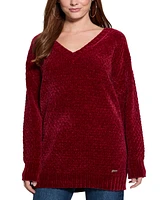 Guess Women's Talia Chenille V-Neck Tunic Sweater