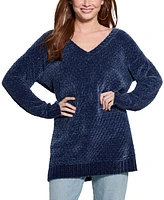 Guess Women's Talia Chenille V-Neck Tunic Sweater