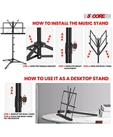 5Core Music Stand For Sheet Music Portable Tripod Adjustable Folding Note Holder