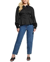 Guess Women's Jackie Lace-Up Pleated Blouse