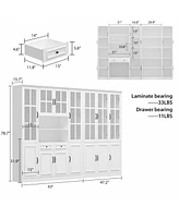 Famapy White Storage Cabinet, Bookcase with 25-Shelves and 2-Drawers